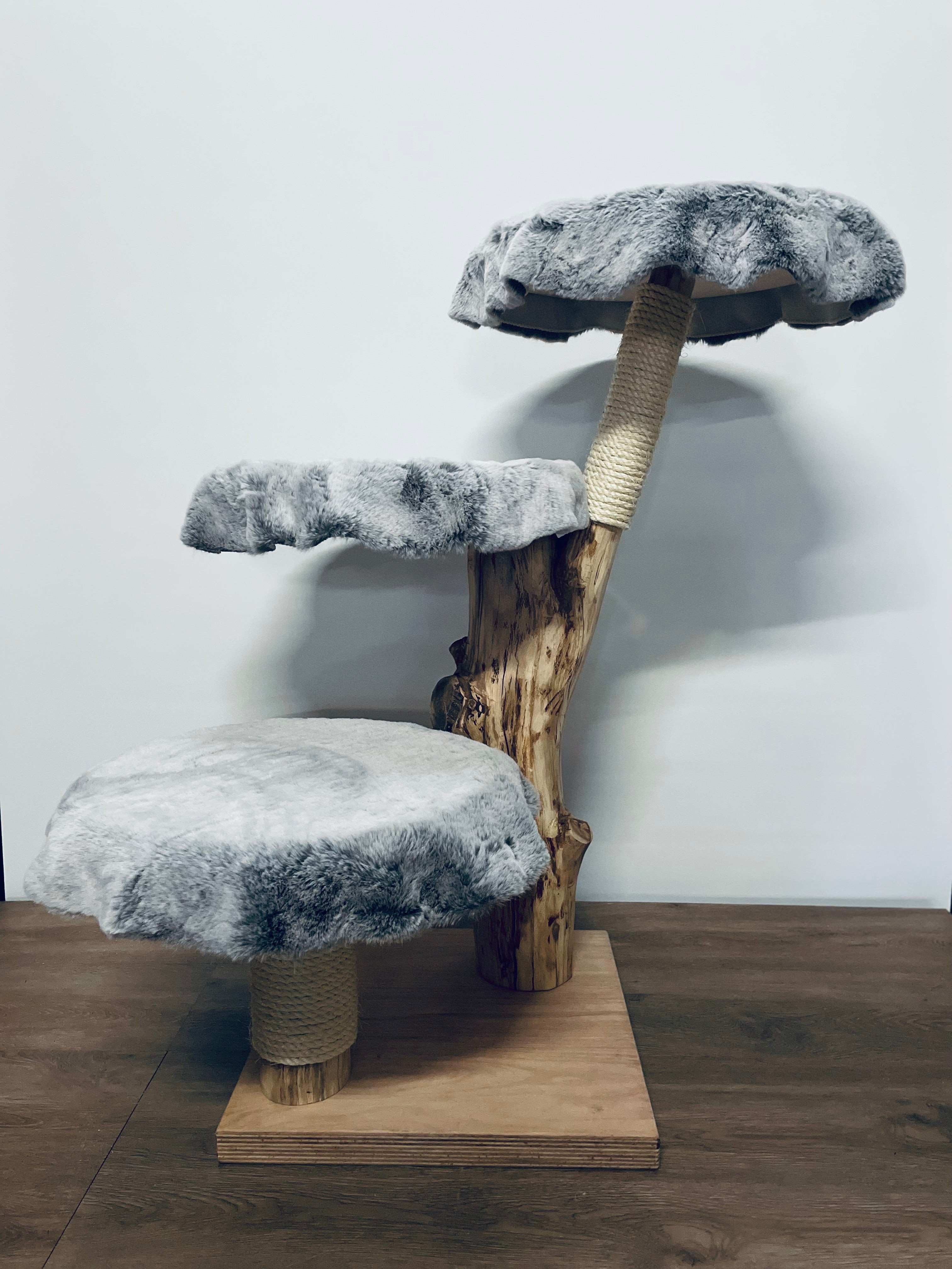 Kratzbaum Unikat mit mehreren Ebenen aus massivem Naturholz